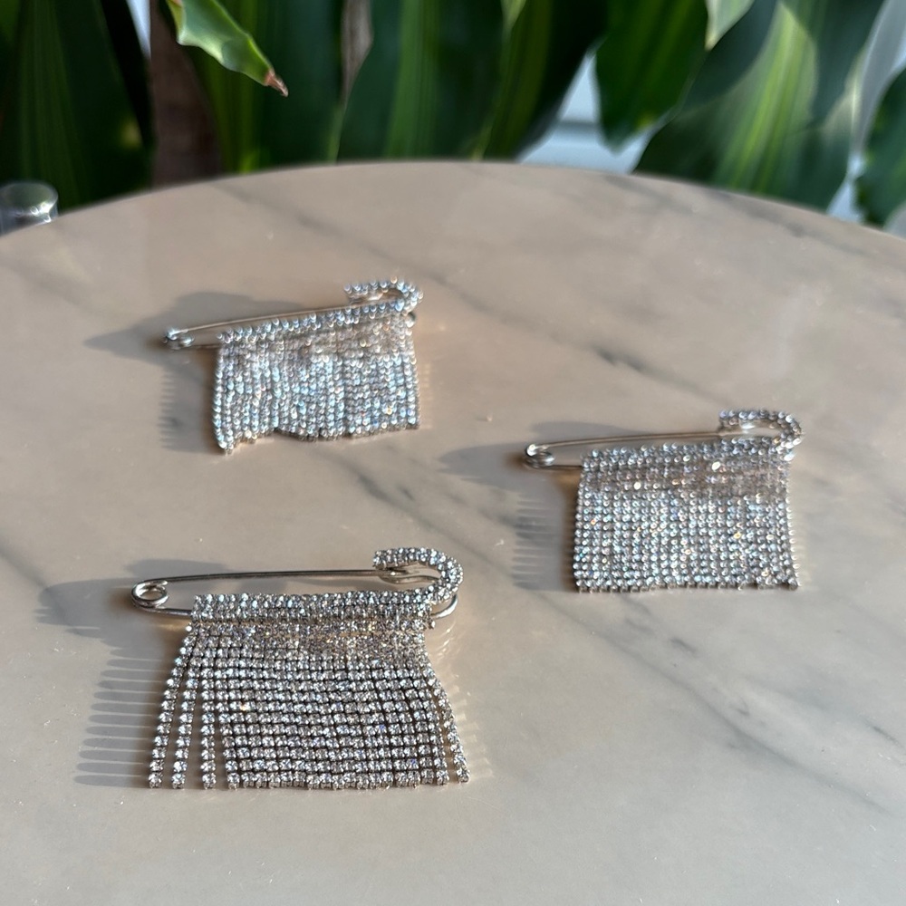 Set of 3 Silver Pin Brooch